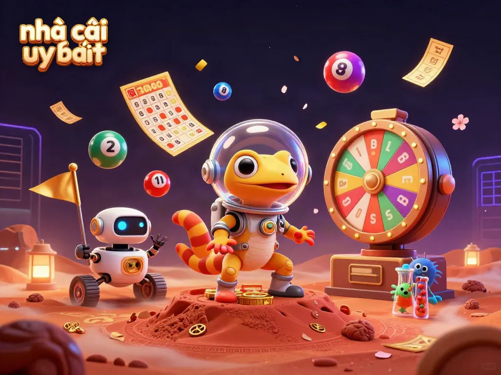 Experience the thrill of Nhà cái uy tín as a Martian gecko unveils a golden casino in space.